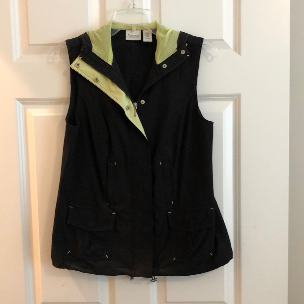Chico’s black vest with hood
